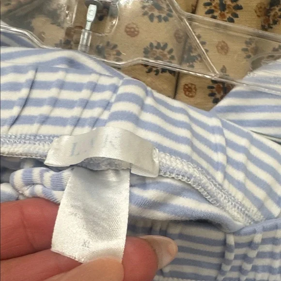 LAKE Pima Cotton Shorts Pajama Bottom Hydrangea Blue White Stripe Lounge XL - Picture 4 of 4